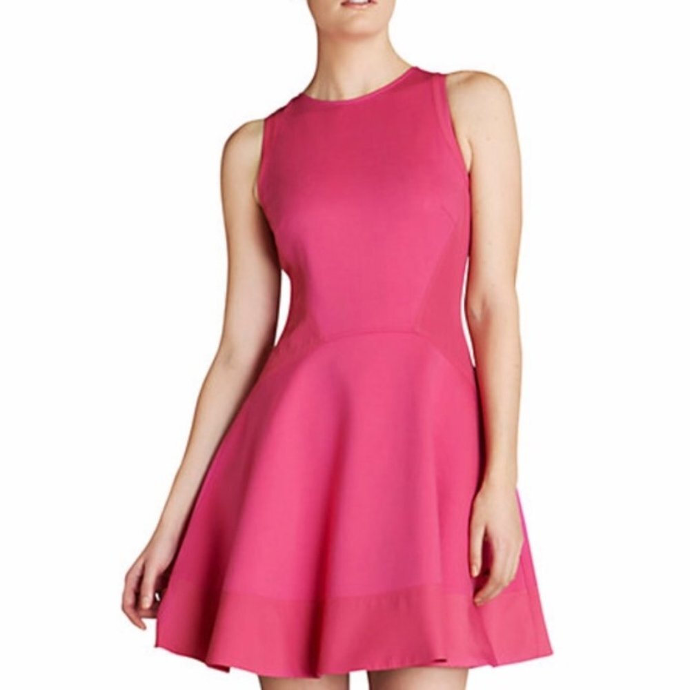 Ted Baker Hearn Sleeveless Fit Flare Skater Mini Dress Pink Barbie Size 0 XS/2